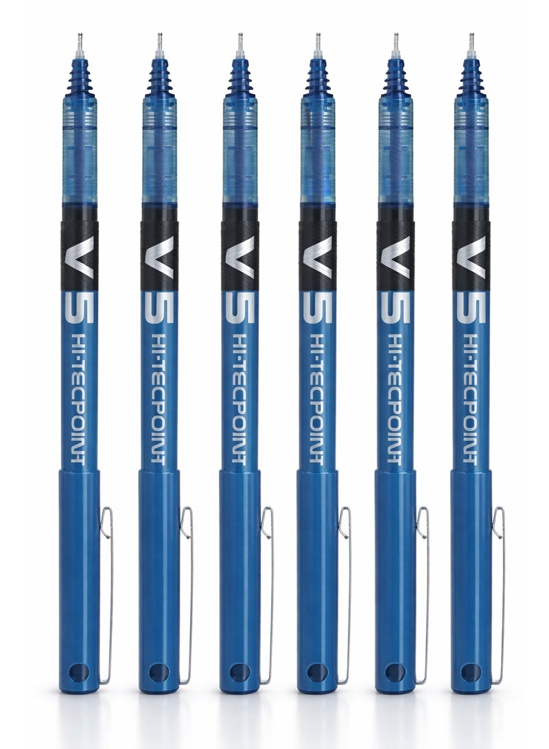 Pilot BX-V5 Hi-Tecpoint Rollerball Pen 0.5mm Blue Ink – Pack of 6 PCS - Image 2
